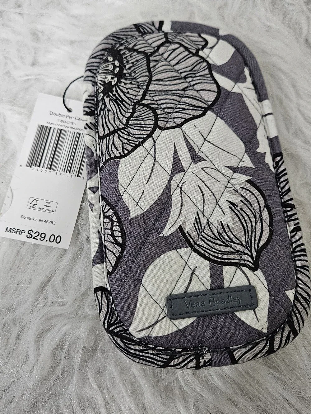 Vera Bradley Gray Floral Quilted Phone Wristlet
